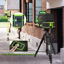 Load image into Gallery viewer, ZOKOUN ME12T 3D 12 Lines New ABS Plastic and Rubber Shell Green Laser Level 360 with Remote Control and 5200mah Li-ion Battery