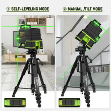 Load image into Gallery viewer, ZOKOUN ME12T 3D 12 Lines New ABS Plastic and Rubber Shell Green Laser Level 360 with Remote Control and 5200mah Li-ion Battery