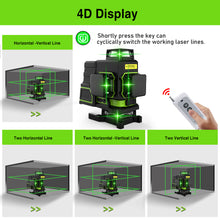 Load image into Gallery viewer, Zokoun ME16R 4D 16 Lines Green Laser Level Flooring Wall Cross-Line Self-leveling W/ Remote Control 5200mah Li-ion Battery