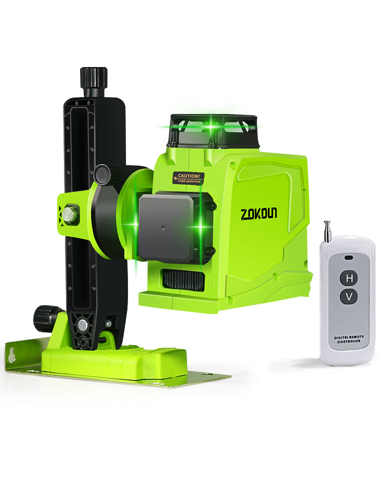 Zokoun 3D German Brand Module Green Line Laser Level 5200mAh Battery with USB Rechargeable, Remote Control Horizontal & Vertical Measuring Tool (GF120)