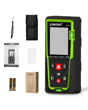 Load image into Gallery viewer, Zokoun Laser Distance Measure 230Ft, Backlit LCD, M/in/Ft with High Accuracy Pythagorean Mode, Measure Distance, Area and Volume, Record Storage 99 data and include 2 AAA Battery (CS70)