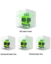 Load image into Gallery viewer, Zokoun 3D German Brand Module Green Line Laser Level 5200mAh Battery with USB Rechargeable, Remote Control Horizontal & Vertical Measuring Tool (GF120)