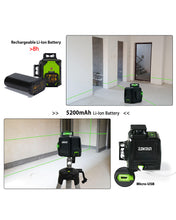 Load image into Gallery viewer, Zokoun 2x360 Cross Line Laser, Self-Leveling Green Beam Laser Level Dual Plane Leveling and Alignment Line Laser Level -One 360° Horizontal and One 360° Vertical Line -Magnetic Pivoting(AK2CG)