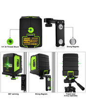 Load image into Gallery viewer, Zokoun Green Laser Level, Self Leveling Cross Line Large Fan Angle 110 Vertical/Horizontal Line with 360° Magnetic Base, Class 2 Standard, Recommended for Indoor use(GF011G)