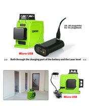 Load image into Gallery viewer, Zokoun 3D German Brand Module Green Line Laser Level 5200mAh Battery with USB Rechargeable, Remote Control Horizontal & Vertical Measuring Tool (GF120)