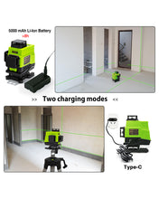 Lade das Bild in den Galerie-Viewer, Zokoun Laser Module Floor and Wall Powerful Green 16 Lines, 360 Rotary Self-leveling Laser Level Horizontal&Vertical Cross With Wireless Control 4D Laser Level with Li-ion Battery (IE16)
