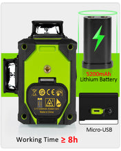 Загрузить изображение в средство просмотра галереи, Zokoun 3D Laser Level Green AK360G with Pulse Mode, Switchable 3X 360 Cross Line 12Lines Self Leveling with USB Rechargeable Battery, 2X360 Vertical+1x360 Horizontal Lines, with 360° Magnetic Base