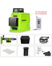 Load image into Gallery viewer, Zokoun 3D German Brand Module Green Line Laser Level 5200mAh Battery with USB Rechargeable, Remote Control Horizontal & Vertical Measuring Tool (GF120)