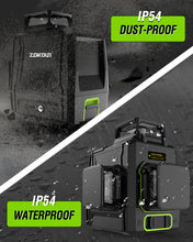 Загрузить изображение в средство просмотра галереи, Zokoun 3D Laser Level Green AK360G with Pulse Mode, Switchable 3X 360 Cross Line 12Lines Self Leveling with USB Rechargeable Battery, 2X360 Vertical+1x360 Horizontal Lines, with 360° Magnetic Base
