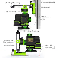 Cargar imagen en el visor de la galería, Zokoun ME16R 4D 16 Lines Green Laser Level Flooring Wall Cross-Line Self-leveling W/ Remote Control 5200mah Li-ion Battery
