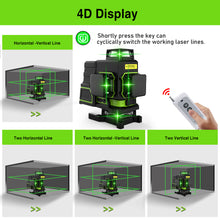 Load image into Gallery viewer, Zokoun ME16R 4D 16 Lines Green Laser Level Flooring Wall Cross-Line Self-leveling W/ Remote Control 5200mah Li-ion Battery
