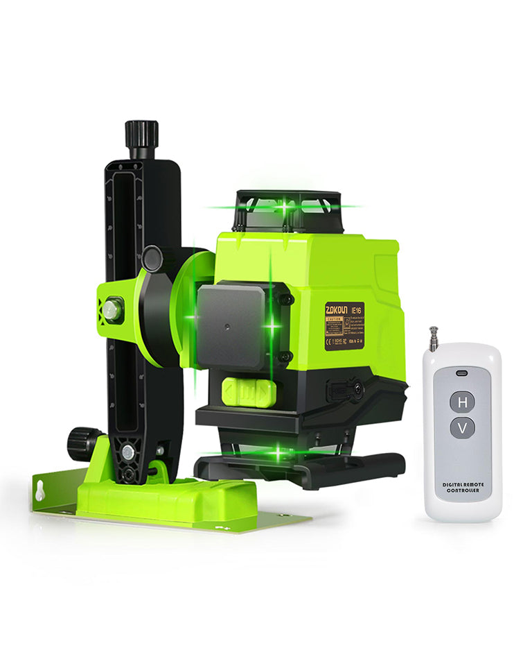 Zokoun Laser Module Floor and Wall Powerful Green 16 Lines, 360 Rotary Self-leveling Laser Level Horizontal&Vertical Cross With Wireless Control 4D Laser Level with Li-ion Battery (IE16)