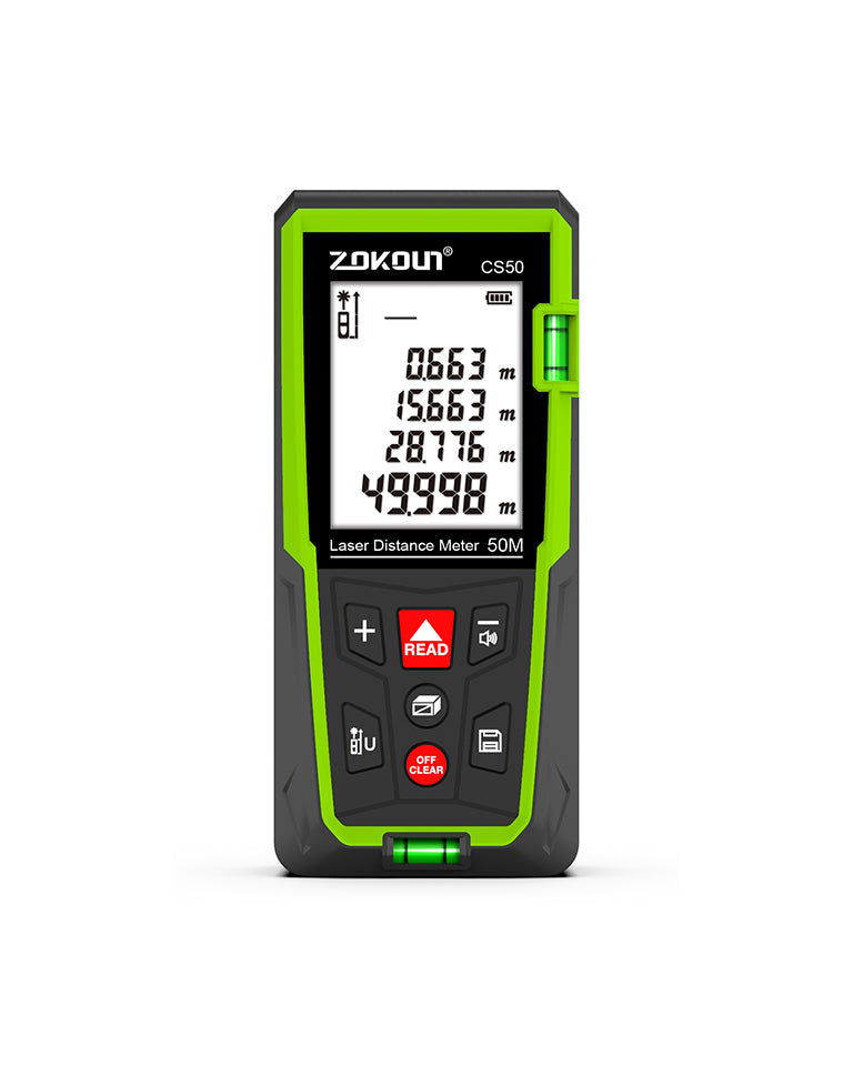 Zokoun Laser Distance Measure 165Ft, Backlit LCD, M/in/Ft with High Accuracy Pythagorean Mode, Measure Distance, Area and Volume, Record Storage 99 data and include 2 AAA Battery (CS50)