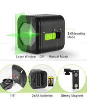 Lade das Bild in den Galerie-Viewer, Zokoun Green beam Laser Level, Cross Line Laser with Magnetic Bracket, Self-Leveling Vertical and Horizontal Line, Rotatable 360 Degree, NOT recommended for outdoor use(MD02GS PLUS-Green)
