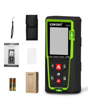 Załaduj obraz do przeglądarki galerii, Zokoun Laser Distance Measure 230Ft, Backlit LCD, M/in/Ft with High Accuracy Pythagorean Mode, Measure Distance, Area and Volume, Record Storage 99 data and include 2 AAA Battery (CS70)
