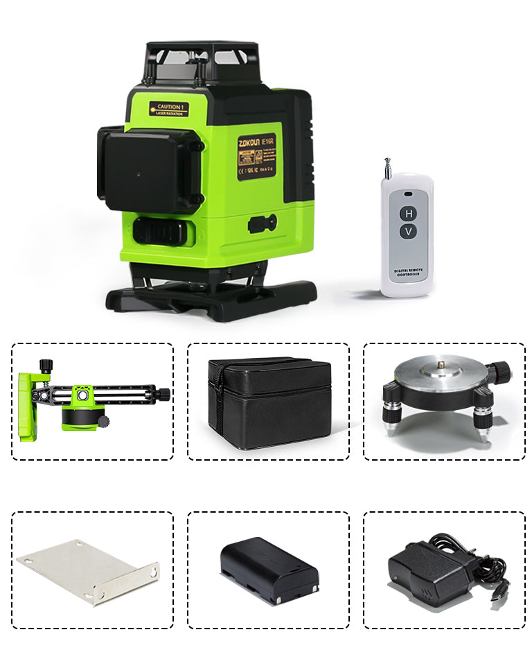 Zokoun Laser Module Floor and Wall Powerful Green 16 Lines, 360° Rotar