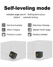 Загрузить изображение в средство просмотра галереи, Zokoun Red beam Laser Level, Cross Line Laser with Magnetic Bracket, Self-Leveling Vertical and Horizontal Line, Rotatable 360 Degree, NOT recommended for outdoor use(MD02RS PLUS-Red)
