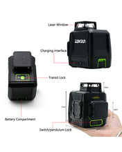 Cargar imagen en el visor de la galería, Zokoun 2x360 Cross Line Laser, Self-Leveling Green Beam Laser Level Dual Plane Leveling and Alignment Line Laser Level -One 360° Horizontal and One 360° Vertical Line -Magnetic Pivoting(AK2CG)
