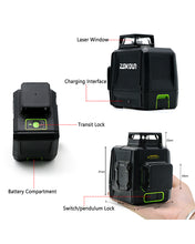 Charger l&#39;image dans la galerie, Zokoun 2x360 Cross Line Laser, Self-Leveling Green Beam Laser Level Dual Plane Leveling and Alignment Line Laser Level -One 360° Horizontal and One 360° Vertical Line -Magnetic Pivoting(AK2CG)
