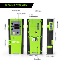 Загрузить изображение в средство просмотра галереи, Zokoun DC12G laser receiver ONLY use with Zokoun Line Laser Level(AK1CG/AK2CG/AK360G, IE12/IE16/IE16R, 93T/GF120),50m/164ft (Turn on) Outdoor Pulse Mode
