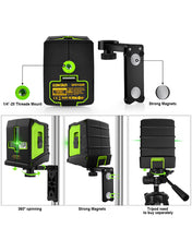 Load image into Gallery viewer, Zokoun Green Laser Level, Self Leveling Cross Line Large Fan Angle 110 Vertical/Horizontal Line with 360° Magnetic Base, Class 2 Standard, Recommended for Indoor use(GF011G)
