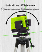 Load image into Gallery viewer, Zokoun IE12,12 Lines Green Beam 360° Rotary Self-leveling Laser Level Horizontal&amp;Vertical Cross Line Leveler With Wireless Control 3D Laser Level with Li-ion Battery
