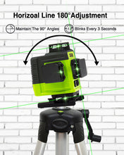 Lade das Bild in den Galerie-Viewer, Zokoun Laser Module Floor and Wall Powerful Green 16 Lines, 360° Rotary Self-leveling Laser Level Horizontal&amp;Vertical Cross With Wireless Control 4D Laser Level with Li-ion Battery (IE16R)
