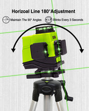 Cargar imagen en el visor de la galería, Zokoun Laser Module Floor and Wall Powerful Green 16 Lines, 360 Rotary Self-leveling Laser Level Horizontal&amp;Vertical Cross With Wireless Control 4D Laser Level with Li-ion Battery (IE16)
